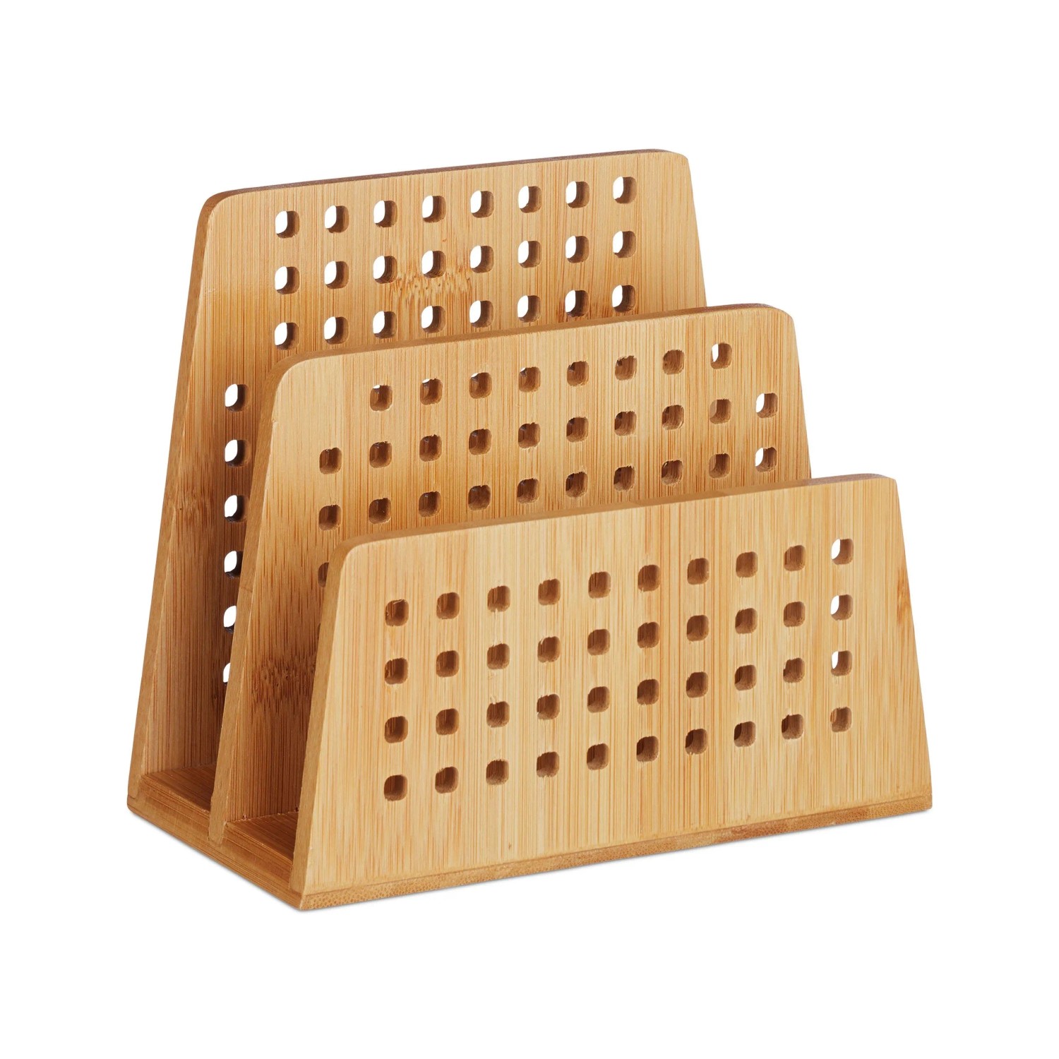 Relaxdays Dokumentenhalter Bambus Natur 2 Fächer 13,5 cm x 15,5 cm x 8 cm 200 g