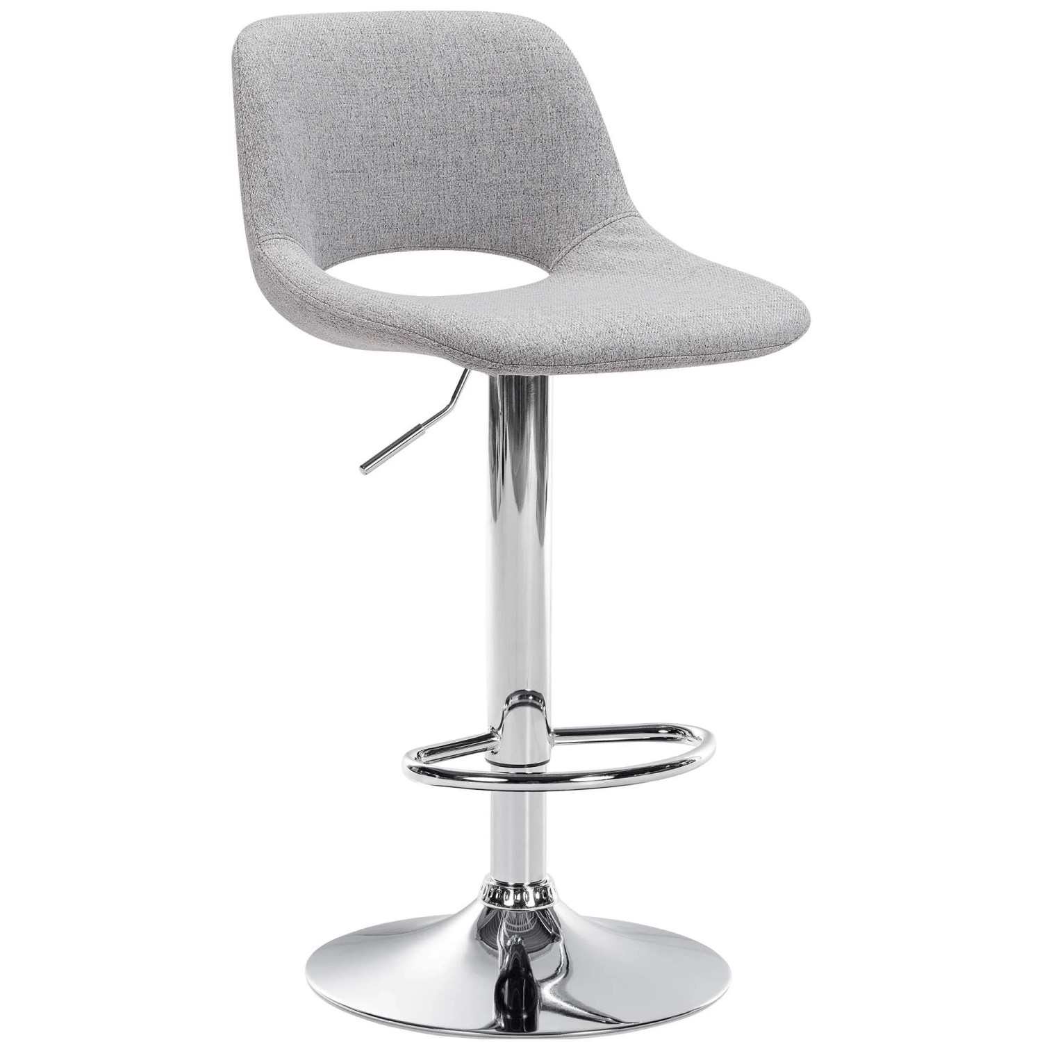 DELUKE Barhocker JAKSON Hellgrau Stoff Chrom Barstuhl Mit Lehne Tresenhocker Tresenstuhl