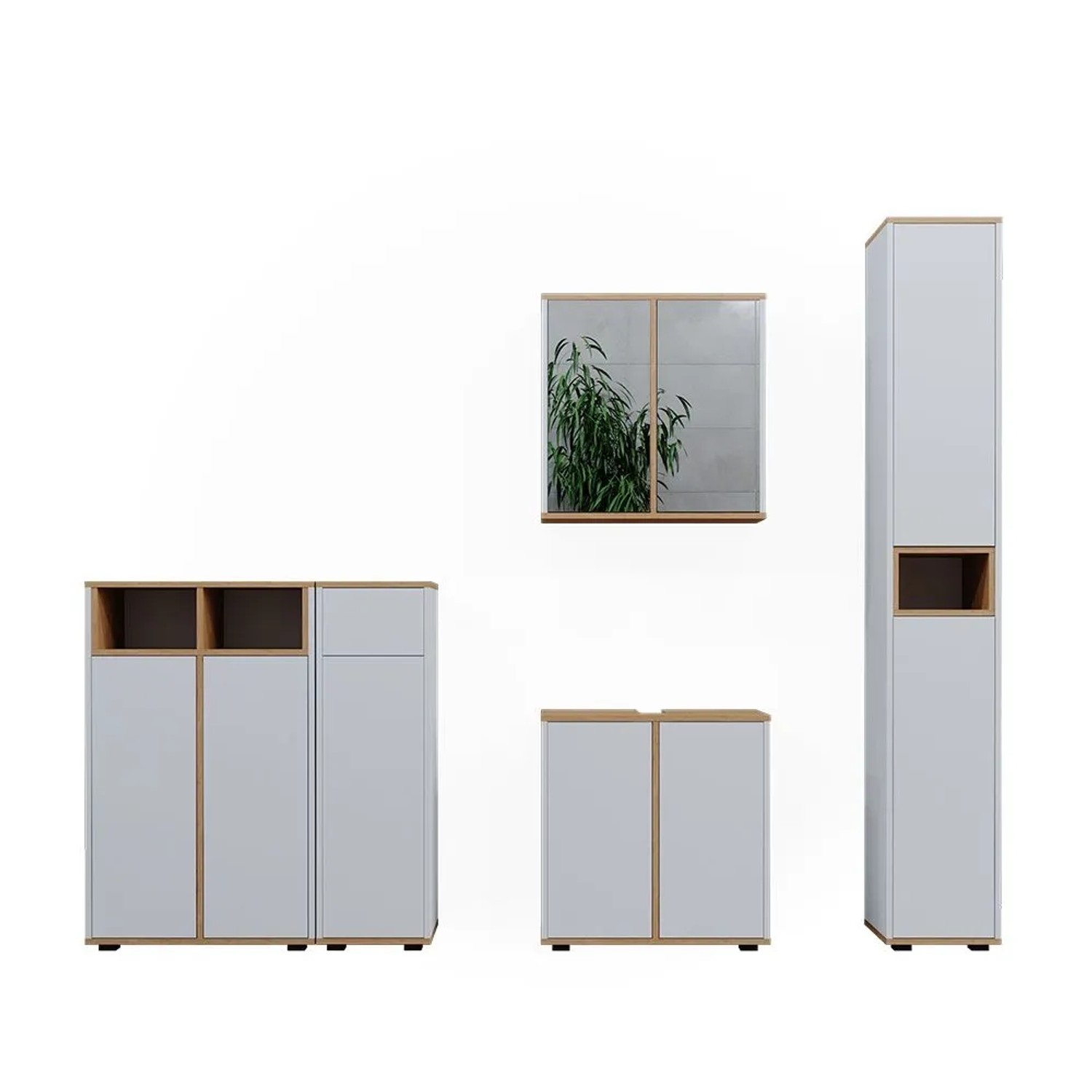 Vicco Badmöbel-Set Didi Weiß/Artisan-Eiche 60 x 62 5-teilig