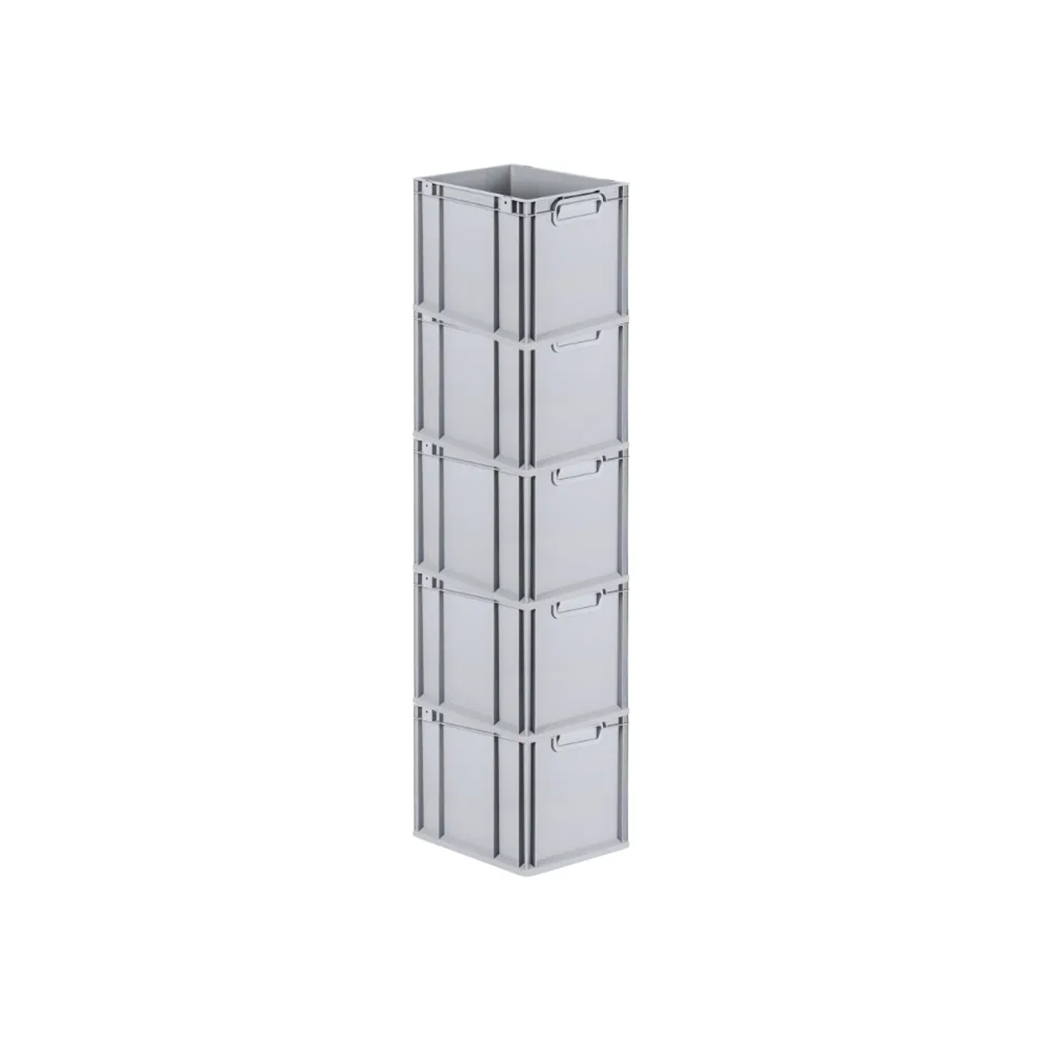 PROREGAL SparSet: 5 graue Euroboxen NextGen Grip, 32x30x40 cm, 30 Liter, stapelbar.