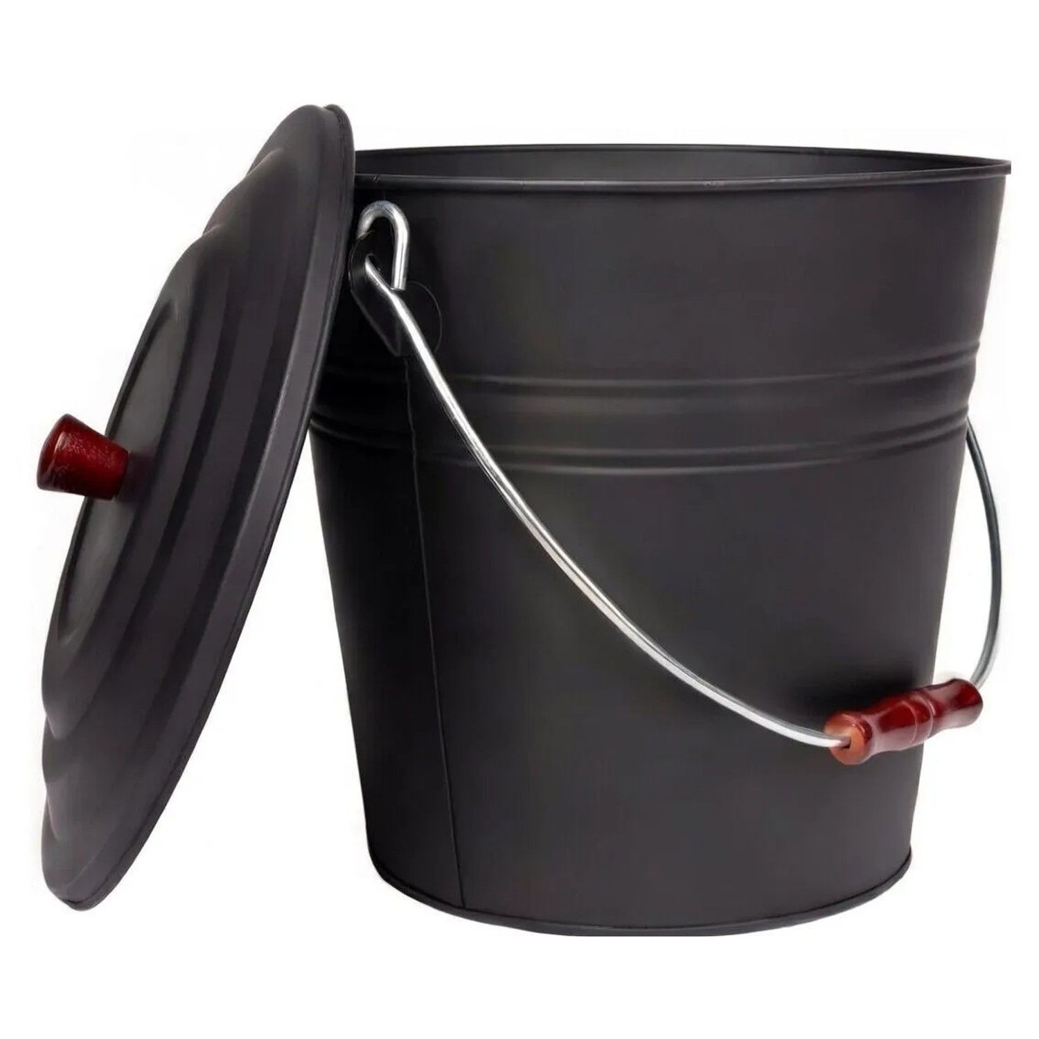 BLACK OAK Ascheeimer KATLA 15L mit Deckel – Aschebehälter aus Metall für Kaminofen & Grill, Pulverbeschichtet, Robust & ...