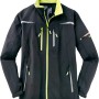 Terrax Workwear Softshelljacke in Schwarz/Limette, Größe 2XL. Arbeitsjacke mit Stehkragen und Reißverschluss.