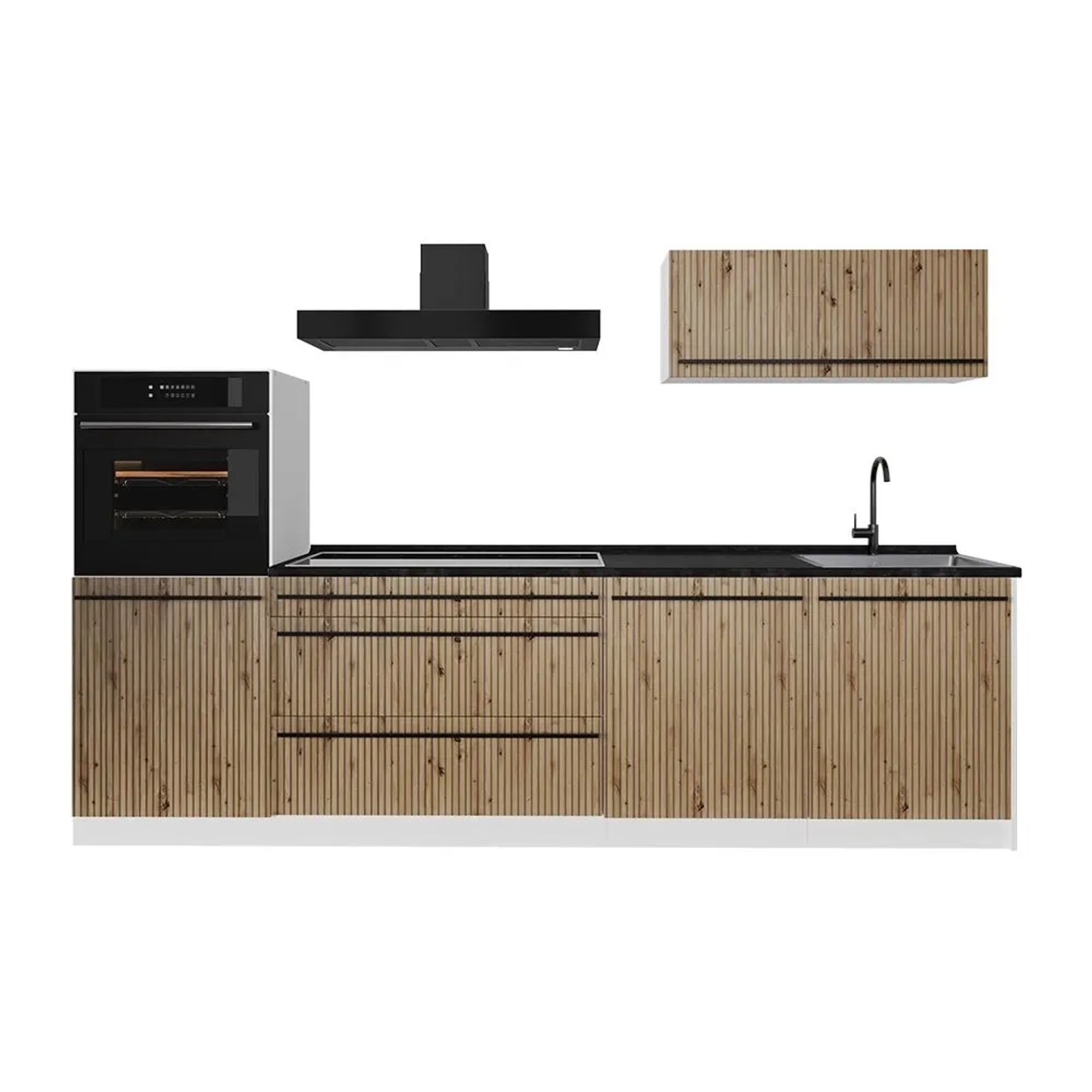 Vicco Küchenzeile R-Line Artisan-Eiche/Weiß 280 x 143 Arbeitsplatte Anthrazit Art Nr 67265