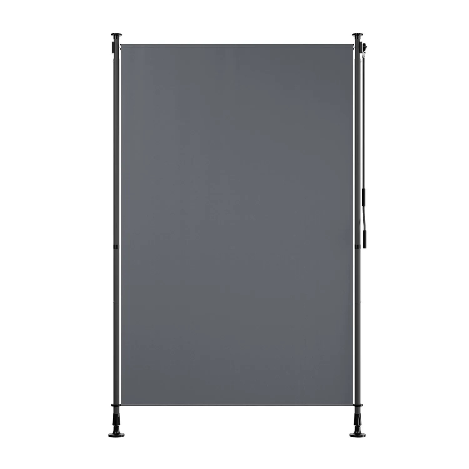 Graue Juskys Senkrechtmarkise Barbados 120x310 cm als Sonnen- und Sichtschutz für Balkon und Terrasse.