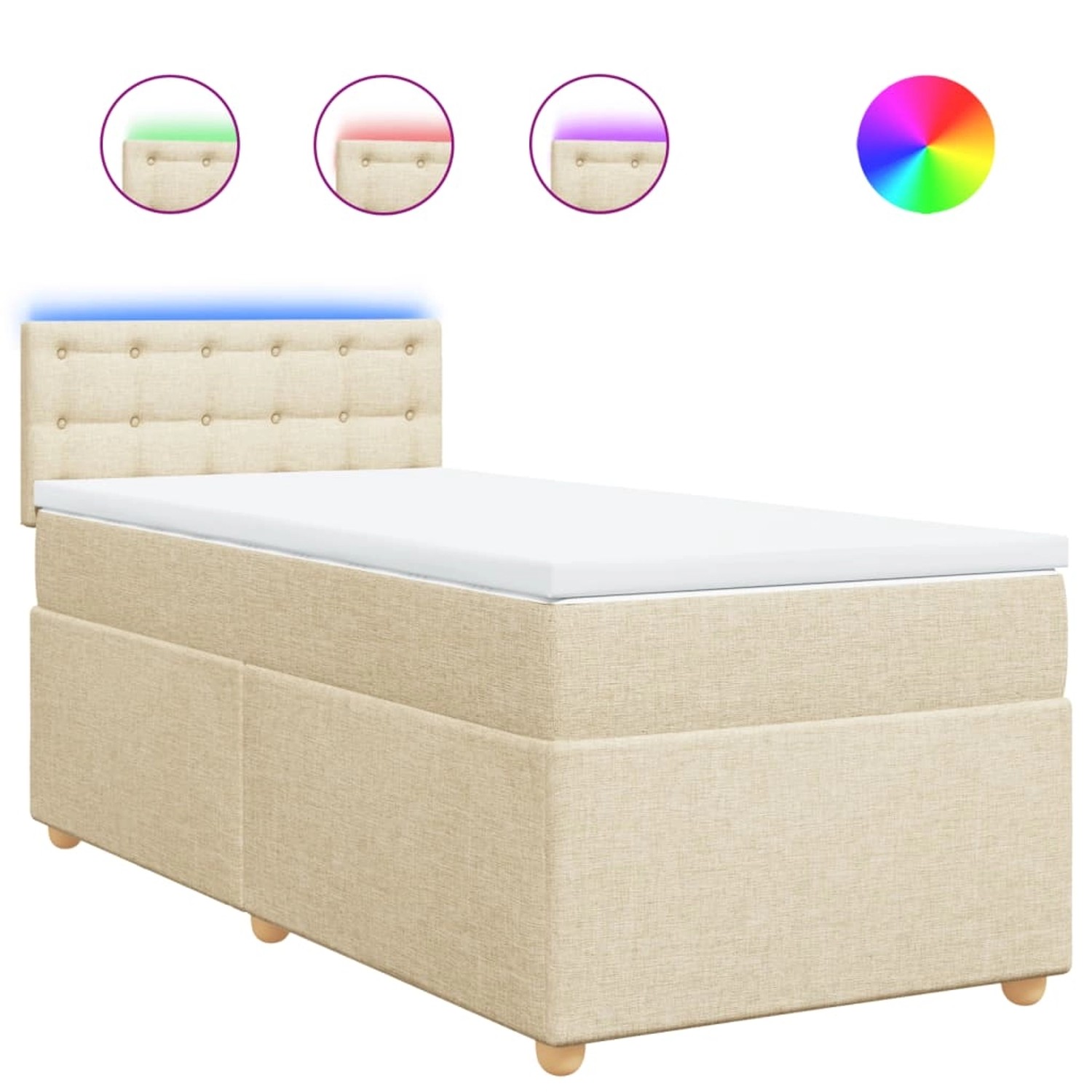 vidaXL Boxspringbett mit Matratze Creme 90x200 cm Stoff 3288882 günstig online kaufen