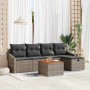 Graues 6-teiliges vidaXL Garten-Sofa-Set aus Polyrattan mit Kissen und Stauraum.
