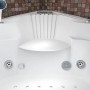 Detailansicht der AcquaVapore Eck-Badewanne W25-TH-SC mit Whirlpool-Funktion und Armaturen.