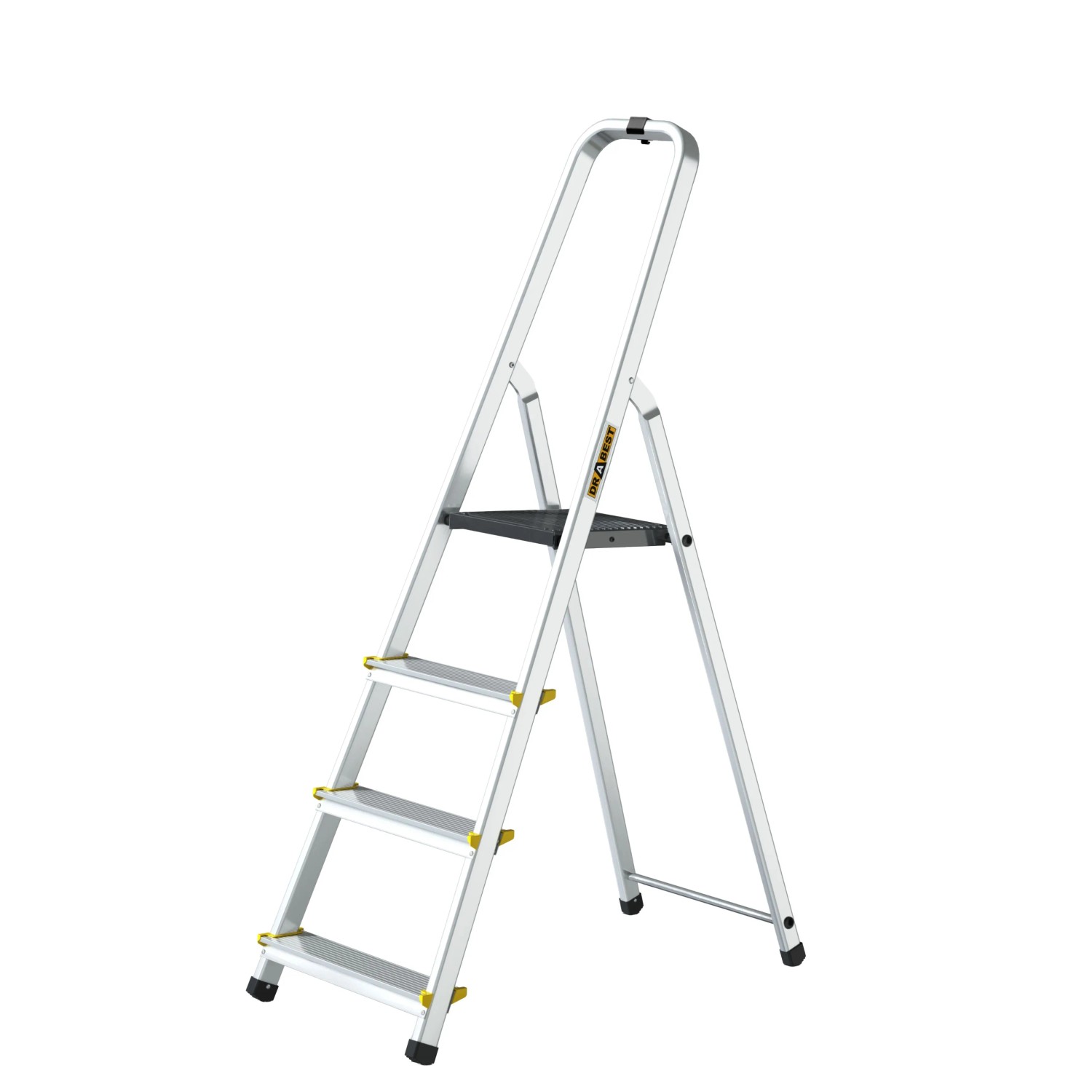 DRABEST Aluminiumleiter PRO 4 Stufen Mit Haken Bis 150 KG