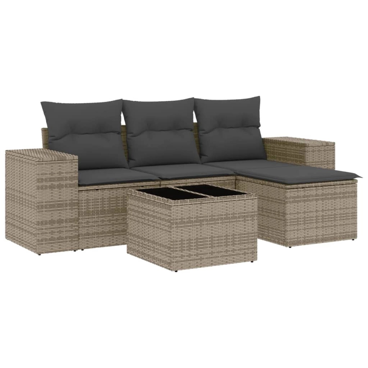vidaXL 5-Tlg Garten-Sofagarnitur mit Kissen Grau Poly Rattan 3254817 günstig online kaufen