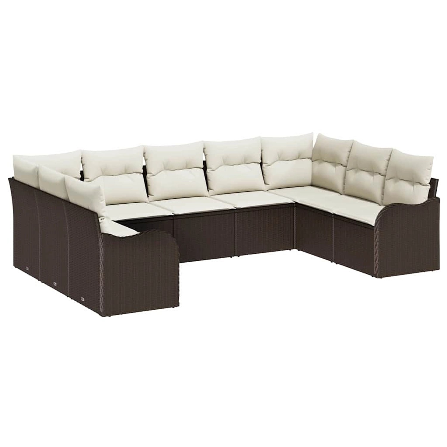 vidaXL Garten-Sofa-Set mit Kissen 9-Tlg Braun und Weiß Poly Rattan 3354527 günstig online kaufen