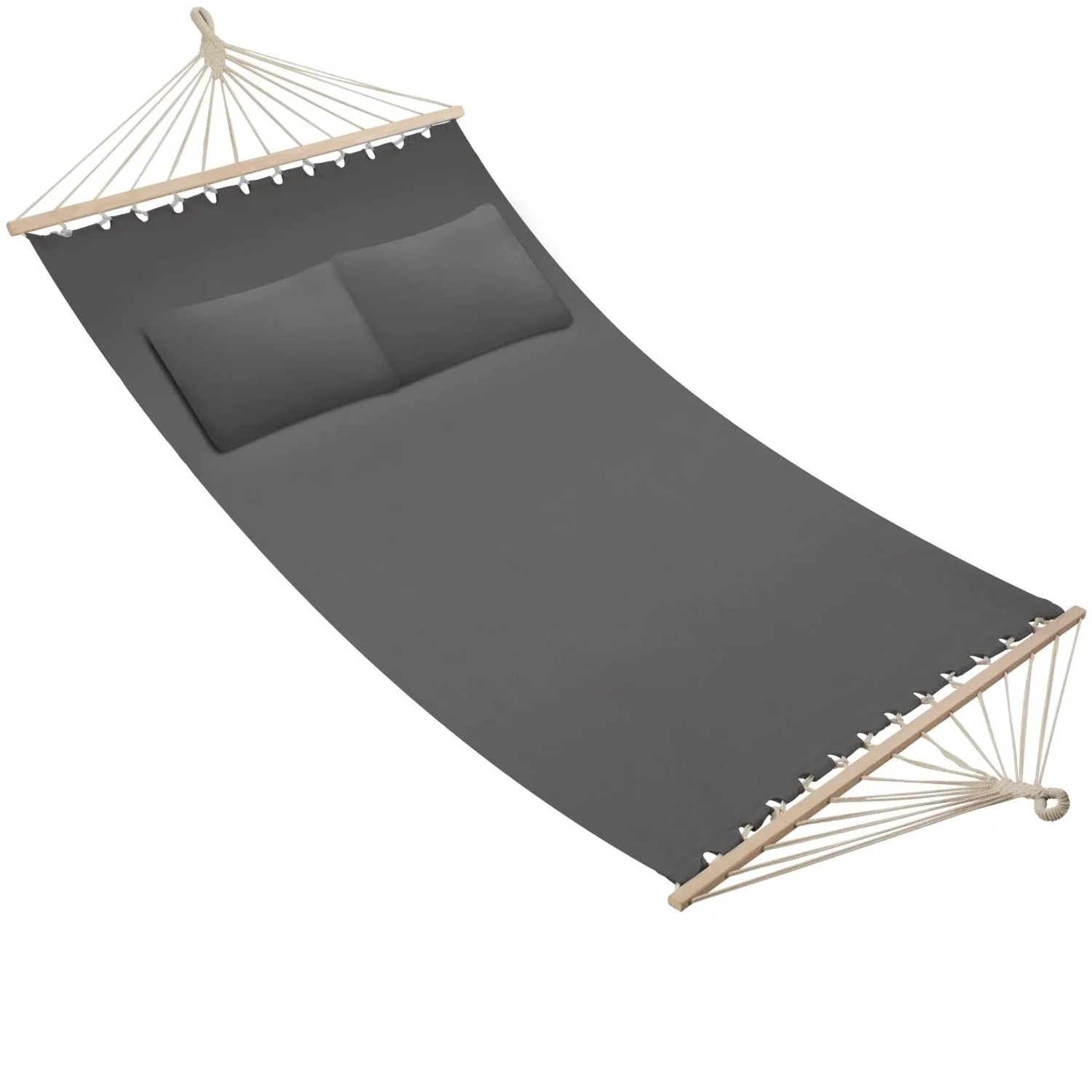 Tectake Hängematte Eden Mit Spreitzstäben  Für 2 Personen Strapazierfähiger Stoff  325 x 150 x 2 50 cm Dunkelgrau