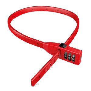 Rotes Basi Kabelbinder-Schloss KBS 50 mit 3-stelligem Zahlencode für Fahrräder.