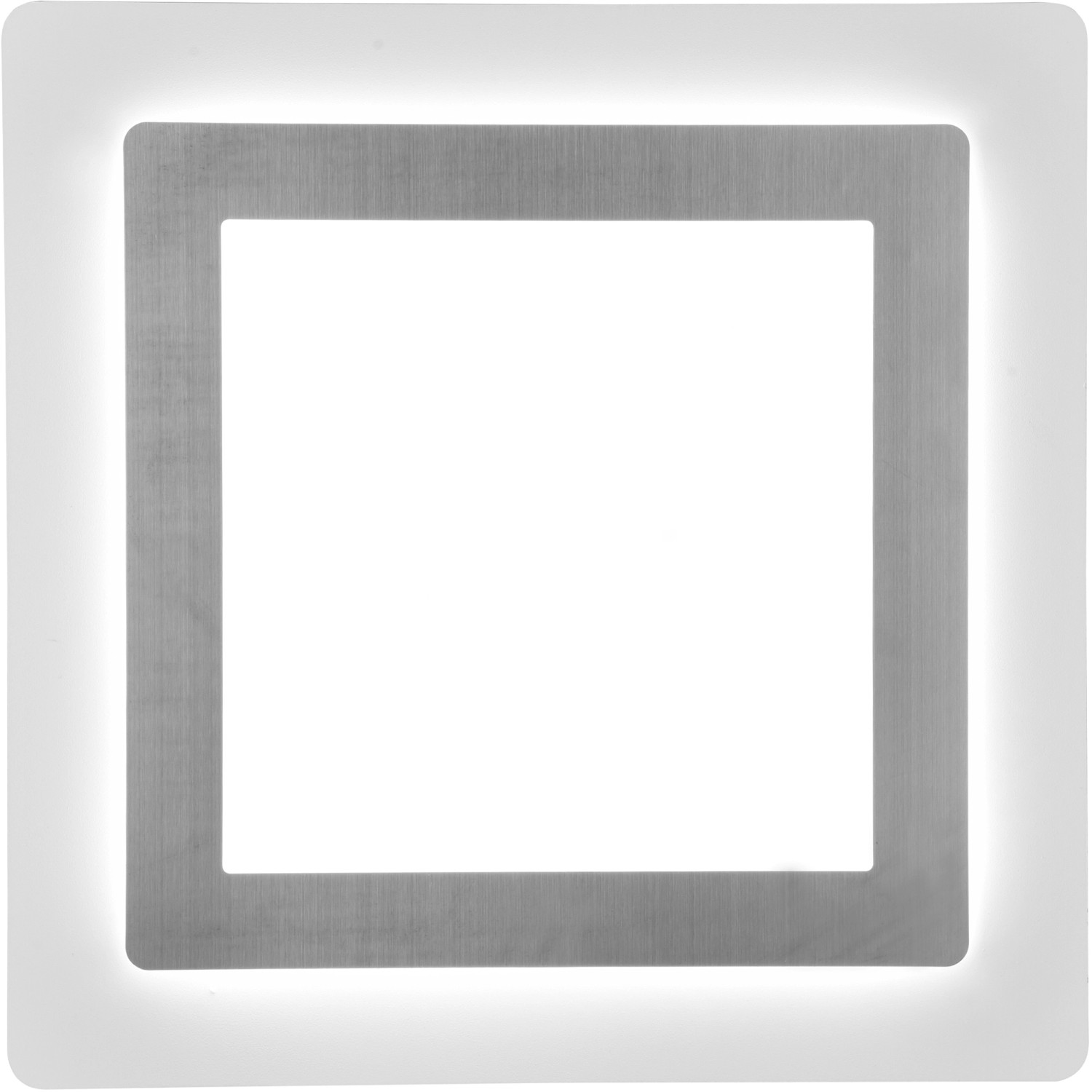 Moderne, eckige LED Deckenleuchte Morgan in Nickel matt und Weiß. Lichtfarbe per Fernbedienung einstellbar.