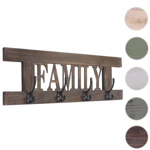 Wandgarderobe C60 Family im Shabby-Look Braun mit 4 Haken.