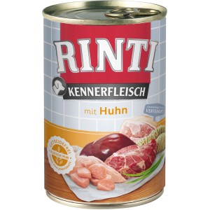 Rinti Kennerfleisch Huhn, Nassfutter für Hunde mit hohem Fleischanteil und Omega 3.