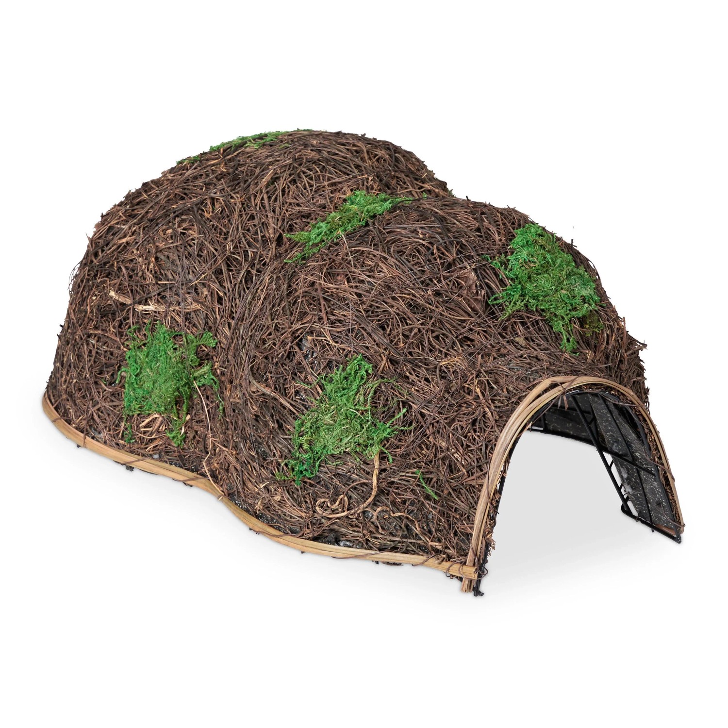 Relaxdays Igelhaus Stroh Eisen Braun Isolierend 21 cm x 32 cm x 48 cm 0,7 kg