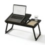 Schwarzer Relaxdays Laptoptisch aus Stahl/MDF mit Laptop, Maus. Höhenverstellbar, klappbar für bequemes Arbeiten im Bett/Couch.
