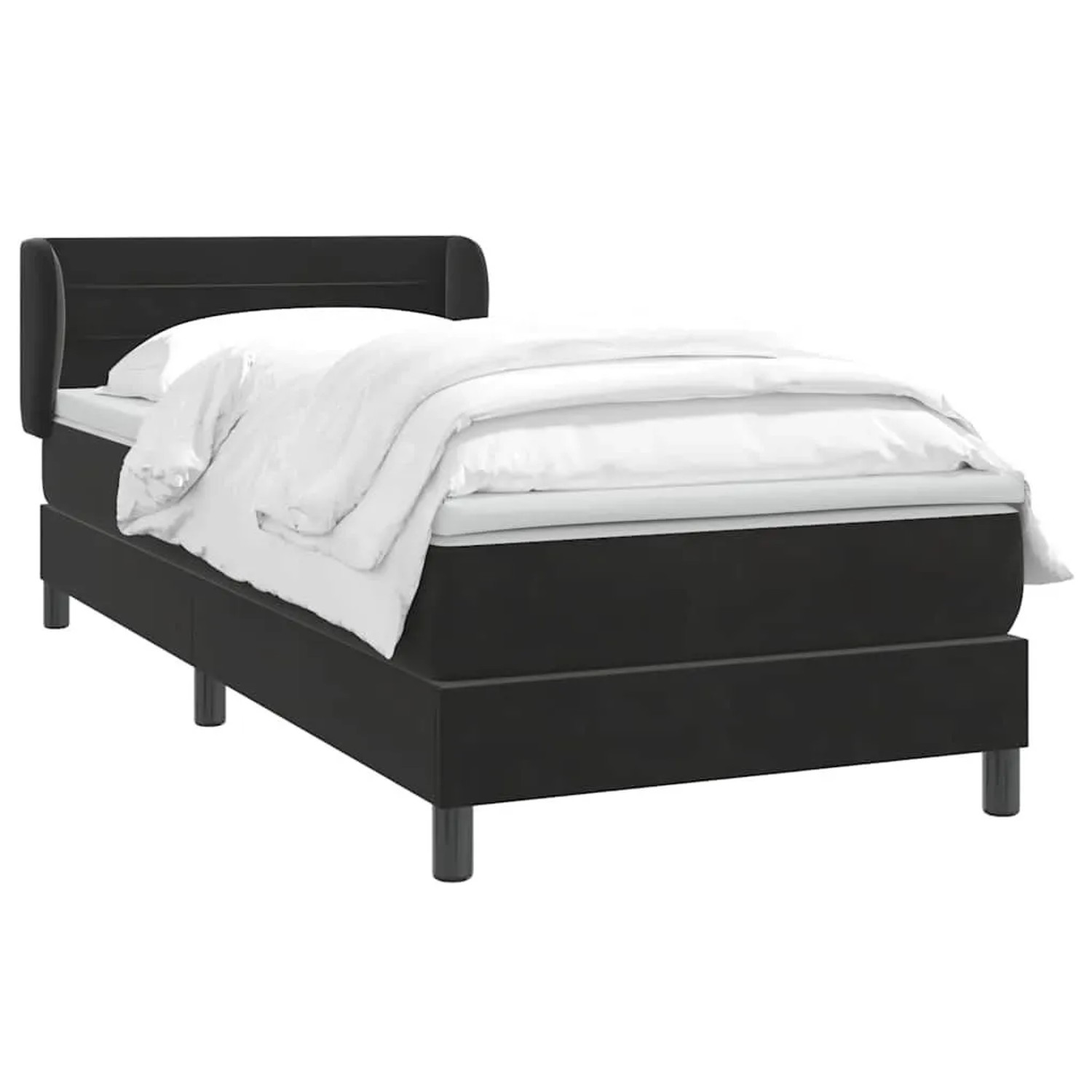 vidaXL Boxspringbett mit Matratze Schwarz 90x210 cm Samt 3317597 günstig online kaufen
