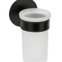 Schöner Wohnen Zahnputzbecherhalter Uno Meleto, schwarz, mit satiniertem Glasbecher.