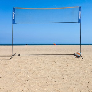 Relaxdays Badmintonnetz Eisen Kunststoff Polyester Schwarz Blau Orange Höhenverstellbar 105 cm bis 225 cm x 310 cm x 103 cm 4,1 kg