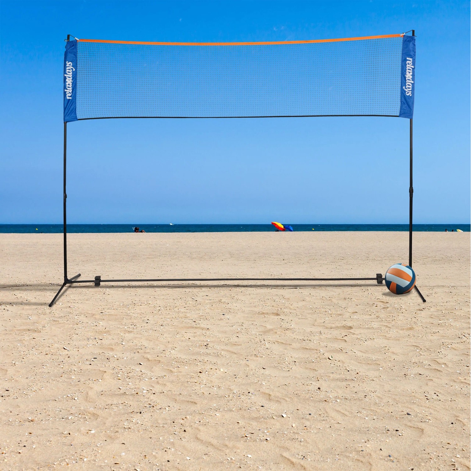 Relaxdays Badmintonnetz Eisen Kunststoff Polyester Schwarz Blau Orange Höhenverstellbar 105 cm bis 225 cm x 310 cm x 103 cm 4,1 kg_2