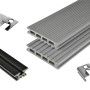 Kovalex WPC Terrassen-Bausatz Exklusiv grau: Dielen, Unterkonstruktion und Montageclips im Set.