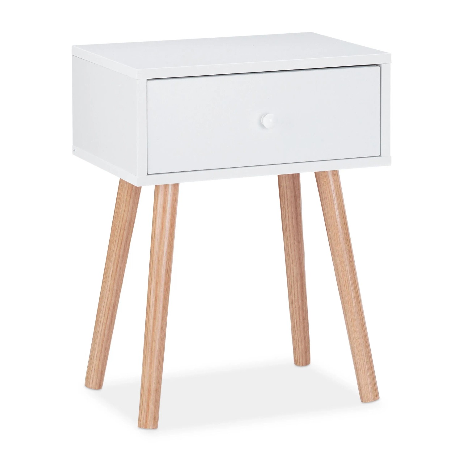 Relaxdays Nachttisch Holz Weiß Skandinavisch 55 cm x 42 cm x 30 cm 6,3 kg