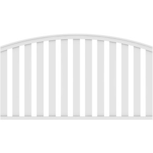 Weißes Gartenzaun-Element Longlife Cleo mit runder Form, 180 cm breit.