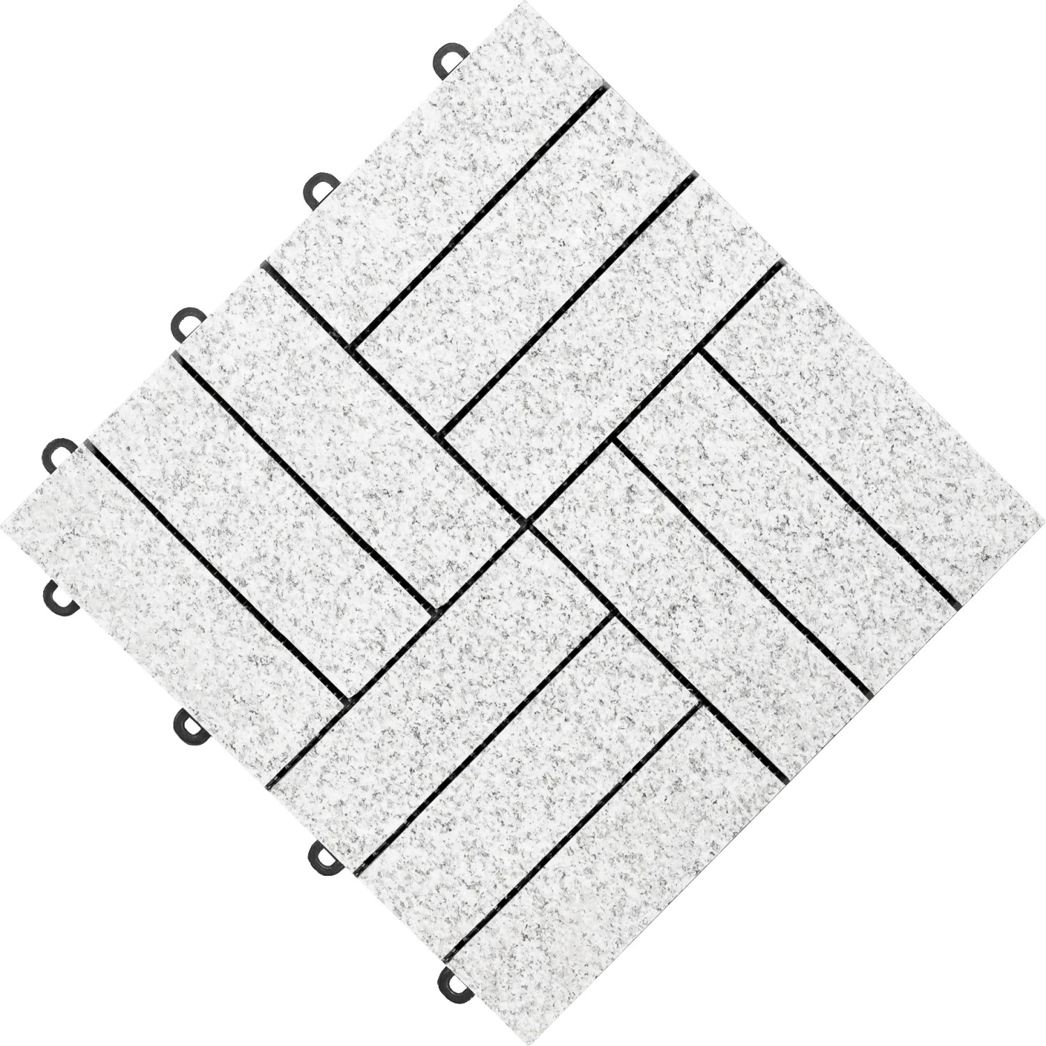 Florco Naturstein-Klickfliese Stone Granit, 30x30cm, 4er-Set für Terrasse & Gehweg.