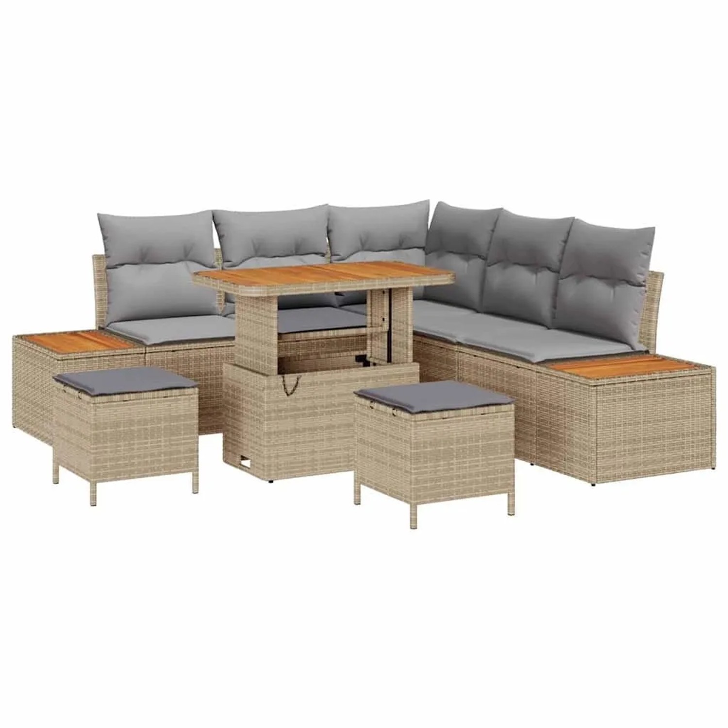 vidaXL Gartensofa-Set mit Kissen mit Speicher 8 Stk Beige Poly Rattan 33648 günstig online kaufen