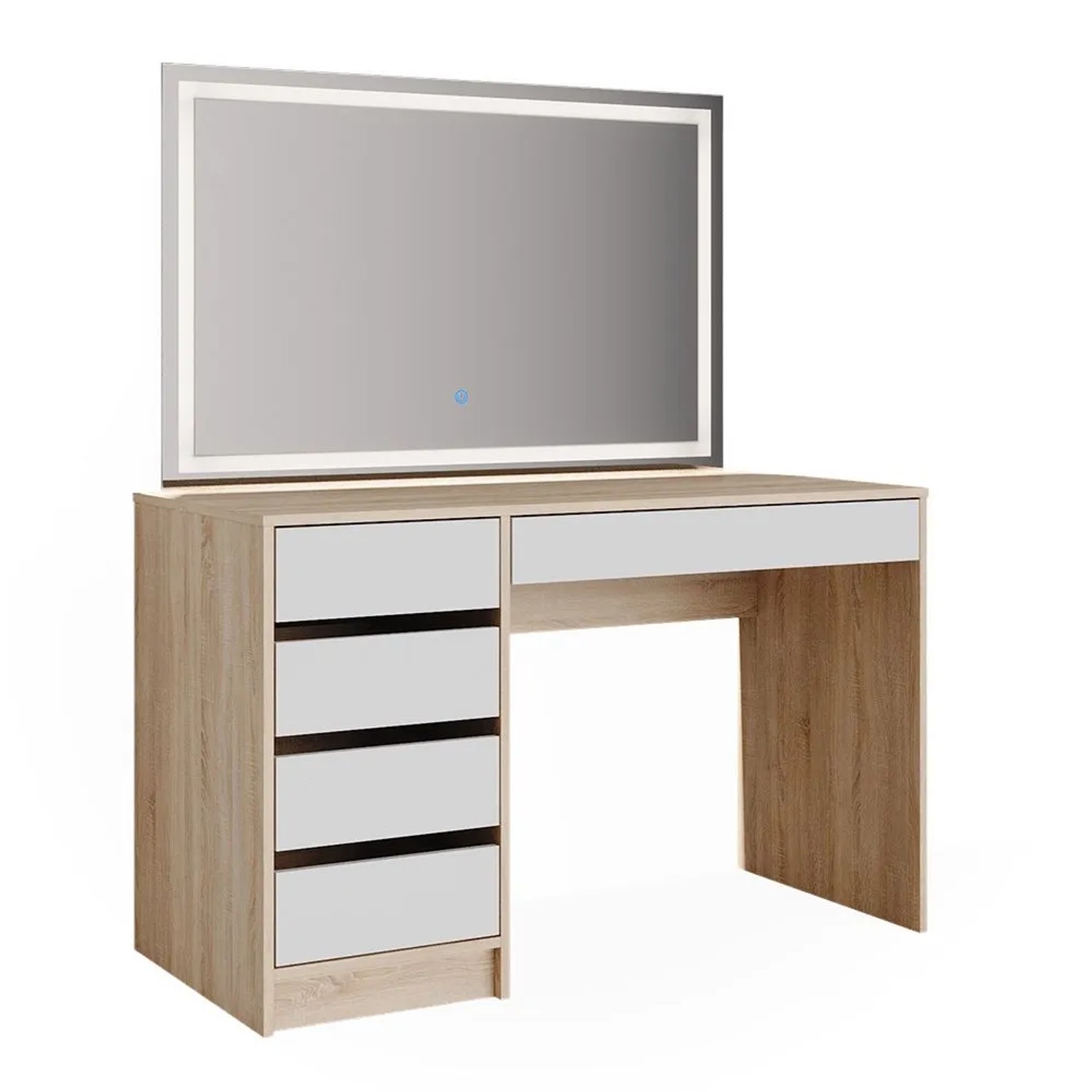 Vicco Schminktisch Sherry Weiß/Sonoma 120 x 145 mit LED-Spiegel