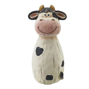 Deko-Zaunfigur Kuh, Terracotta, 22,5 cm, schwarz-weiß, als Gartendeko