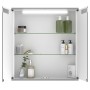 Offener Jokey Spiegelschrank Cento, 60x65 cm, alufarben, mit LED-Beleuchtung und Glasablagen.
