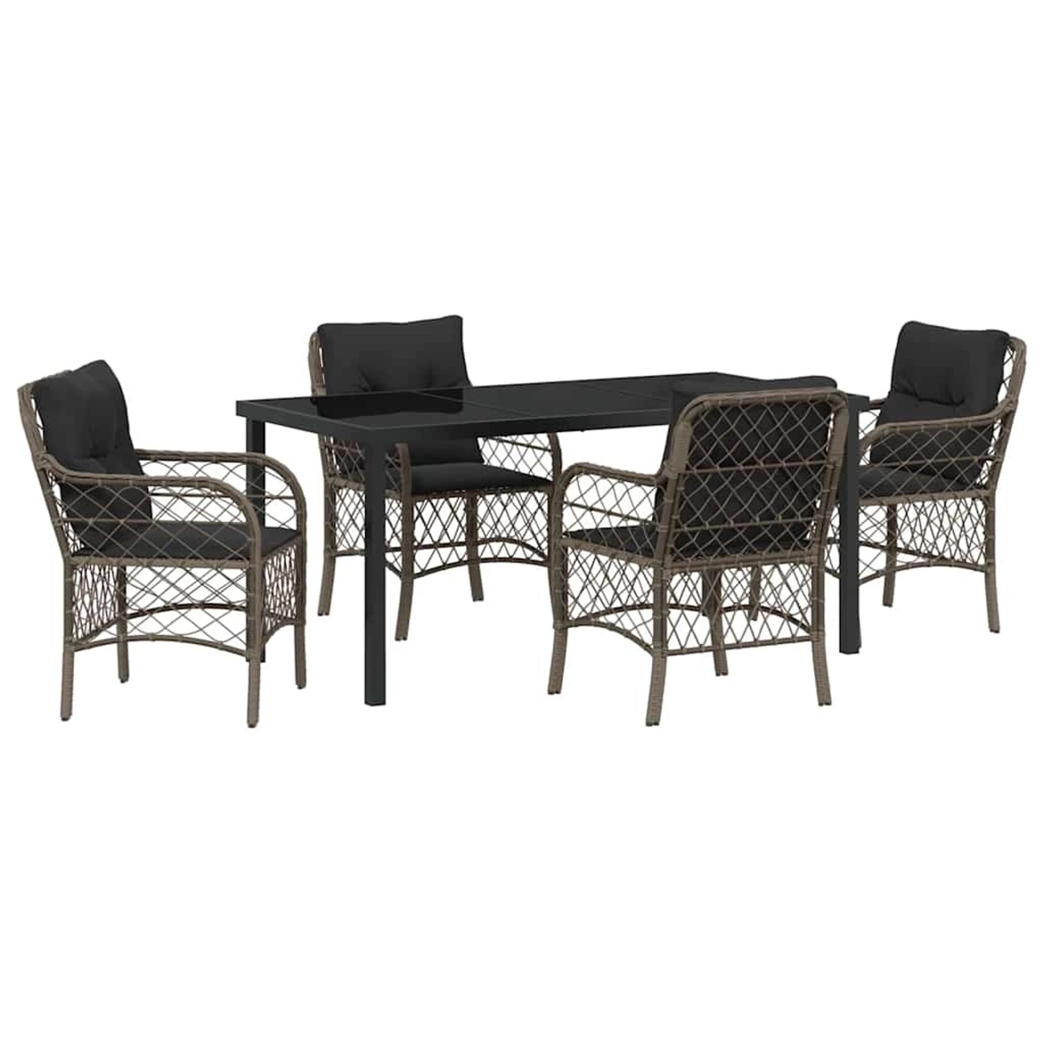 vidaXL Garten Essgruppe mit Kissen 5-Tlg Grau Poly Rattan 3380221 günstig online kaufen
