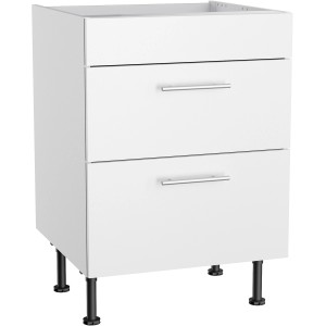 Weißer Optifit Küchenunterschrank für Kochfeld, Bengt932, 60 cm breit, mit zwei Auszügen.