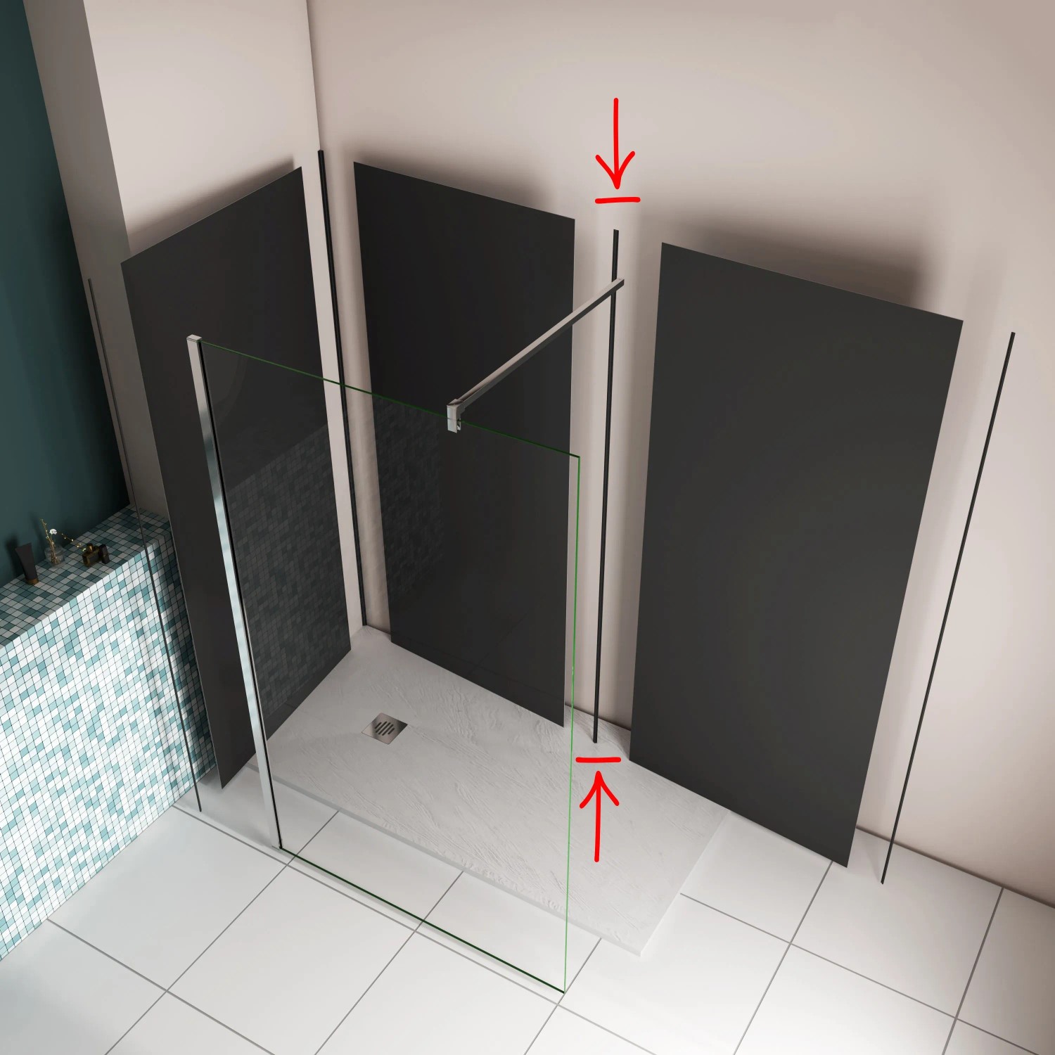 AICA H-Profil, 210cm, matt schwarz, zur Verbindung von Aluverbundplatten in Duschrückwänden.