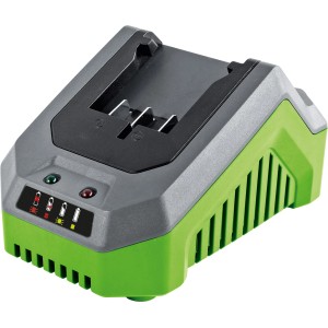 Ladestation für LUX-TOOLS 20V Akku, Teil des 1 PowerSystem, grau/grün.