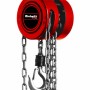 Einhell Kettenflaschenzug TC-CH 1000, rot, mit Kette und Haken an einer Stange.