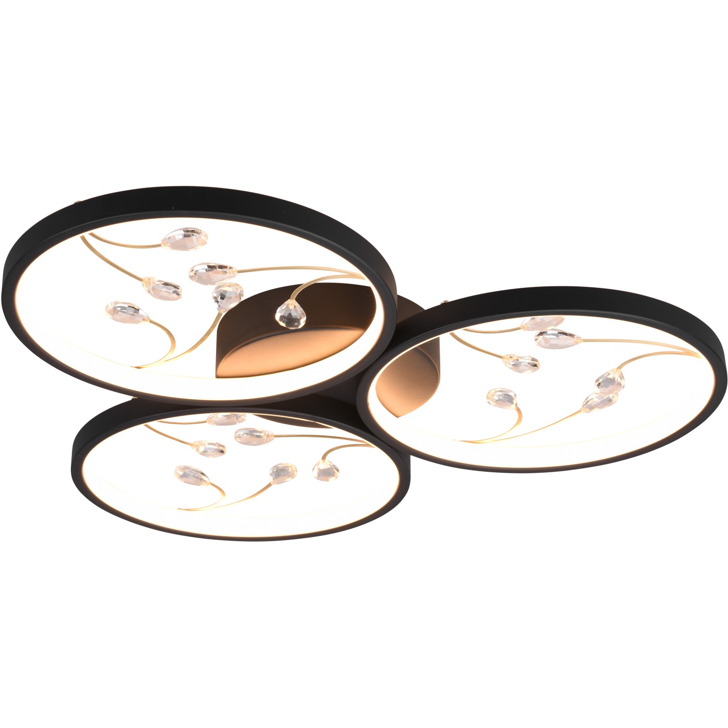 Trio LED-Deckenleuchte Groovy 60 mm x 620 mm x 620 mm Schwarz Matt