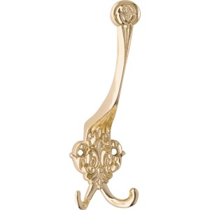 Glänzender Messing Wandhaken 506 mit dekorativem Design für die Wandmontage.