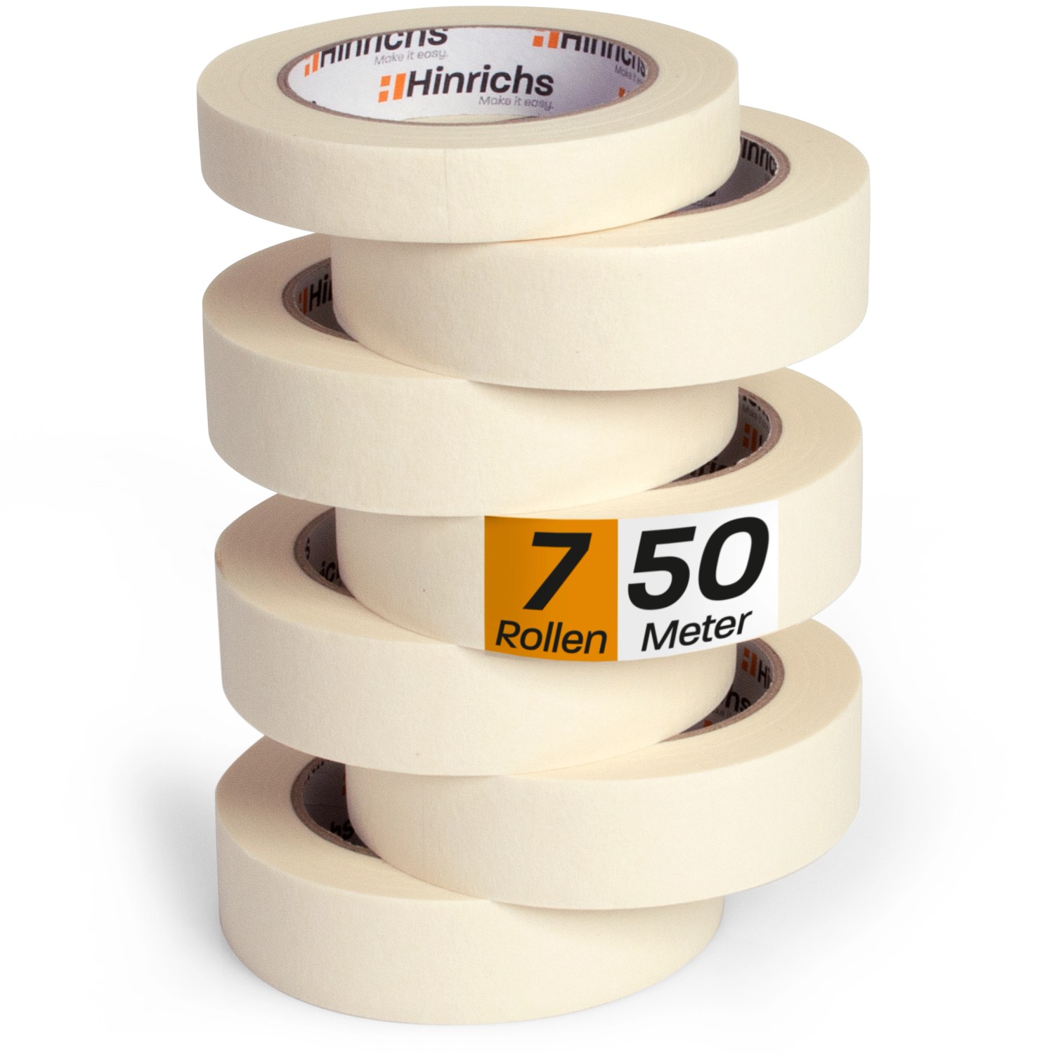 Hinrichs 7x Kreppband 6 Rollen 50m x 30mm 1 Rolle 50m x 20mm