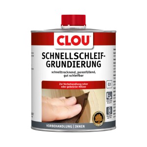 Clou Schnellschleif-Grundierung transparent 750 ml Dose für Holz. Schnelltrocknend, porenfüllend, gut schleifbar für Innen.