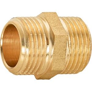 Messing Gewinde-Nippel, 16,7 mm (R 3/8) für Trinkwasser- und Heizungsrohre.