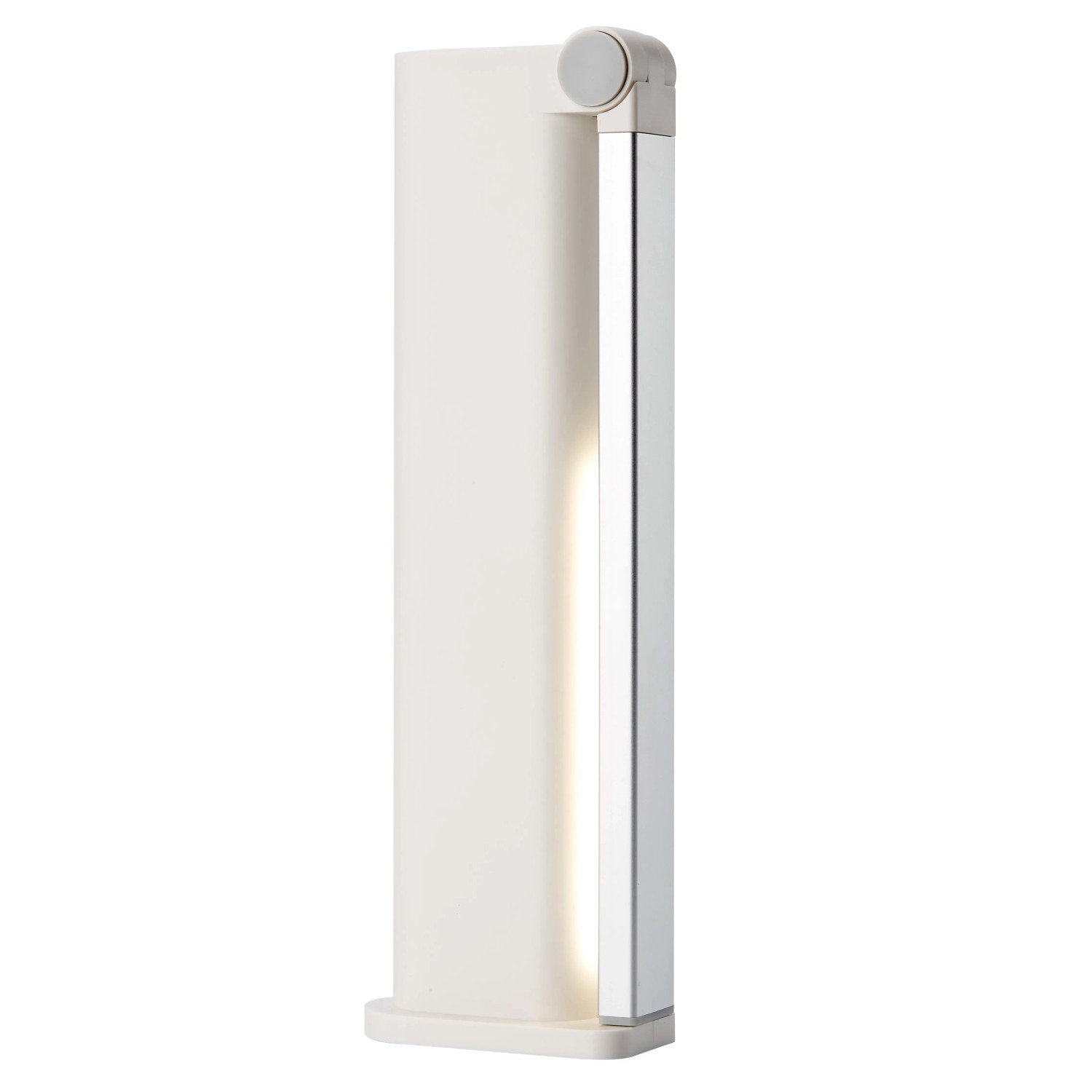 Weiße Philips LED Schreibtischleuchte Amber mit Akku, zusammengeklappt.