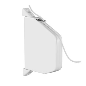 Weißer Bauheld Rollladen Schnurwickler Aufputz Mini mit Schnur und Einfädelautomatik.