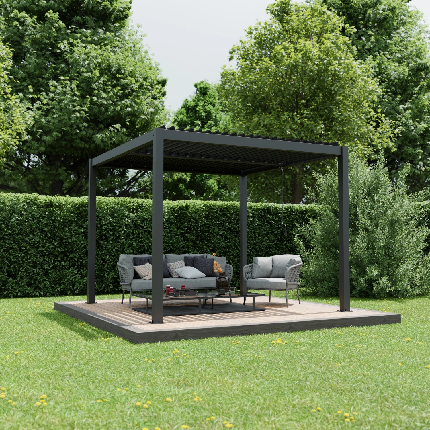 Ximax Pergola Shade Aluminium 300 cm x 300 cm Dunkelgrau günstig online kaufen