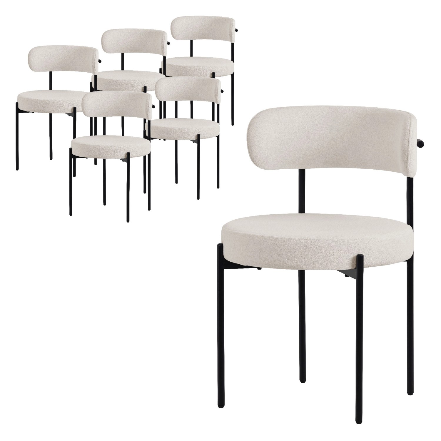 ML-Design Esszimmerstühle 6Er Set Küchenstuhl aus Teddystoff Weiß günstig online kaufen