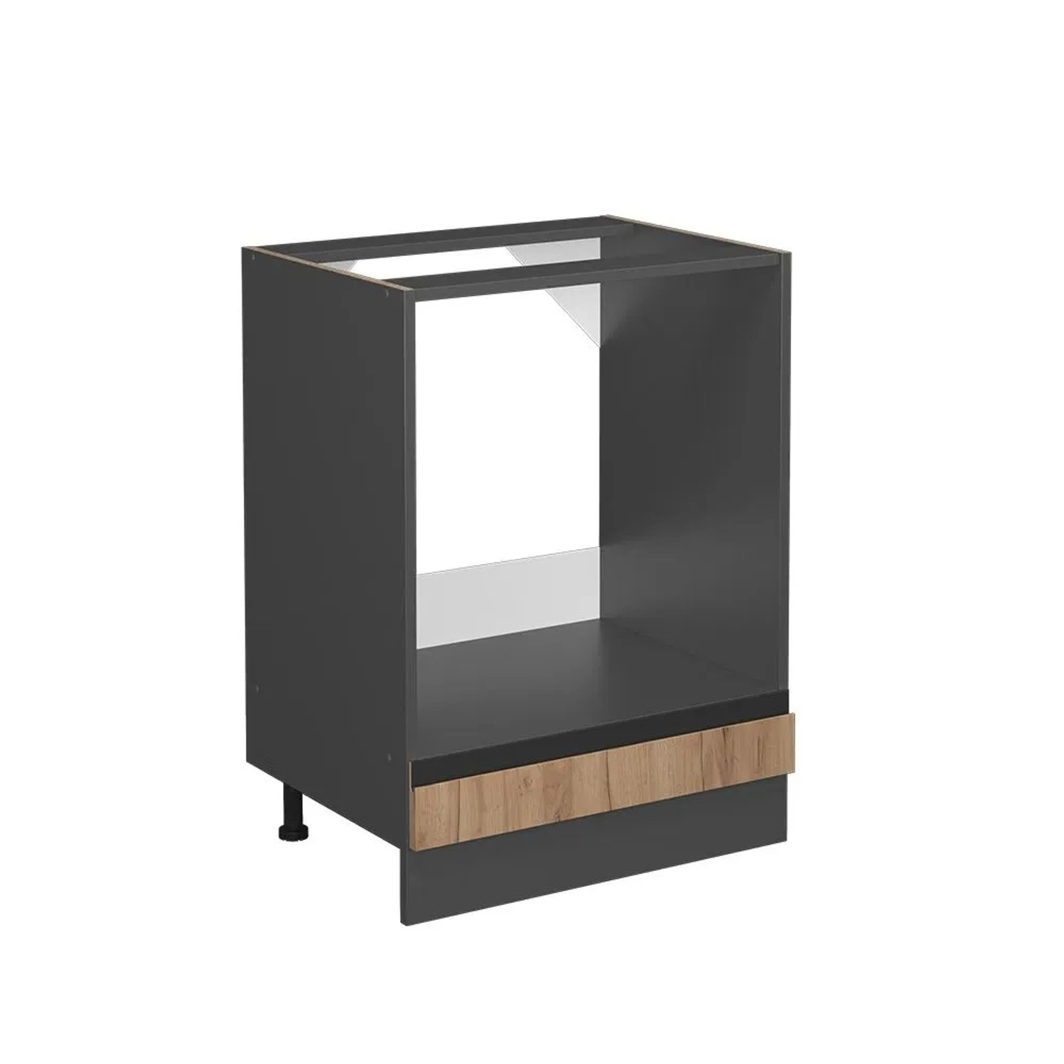 Vicco Herdumbauschrank R-Line Goldkraft Eiche Anthrazit 60 cm J-Shape ohne Arbeitsplatte