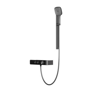 Emke Duschset mit Thermostat, anthrazit matt: Handbrause mit 3 Strahlarten.