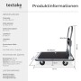 Tectake Plattformwagen Klappbarer Handgriff Mit Aufbewahrungsfach 2 Block und 2 Drehrollen 90 x 61 x 88 50 cm Schwarz_6